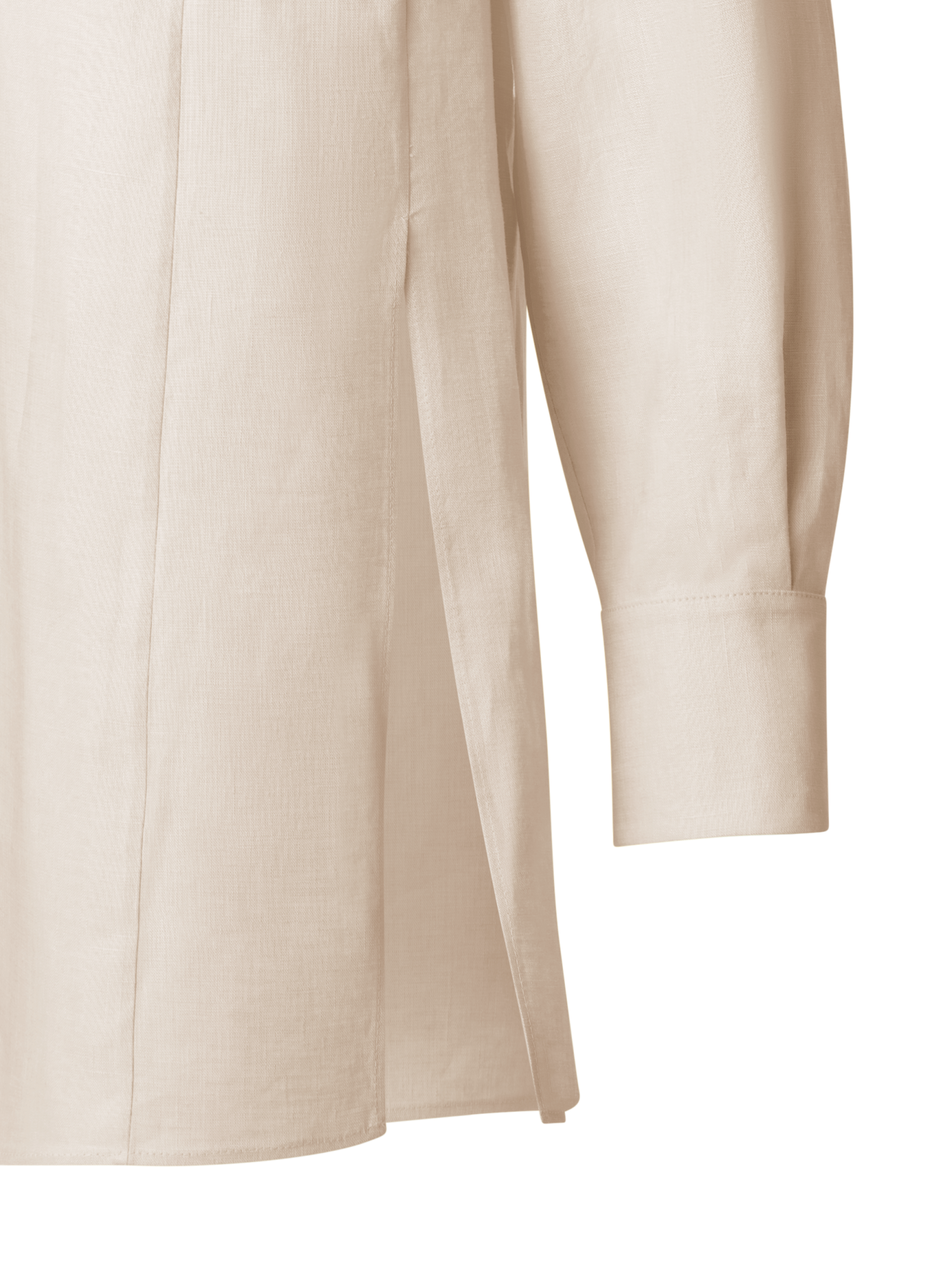 Designer Oversize Leinen-Tunika-Bluse - Beige