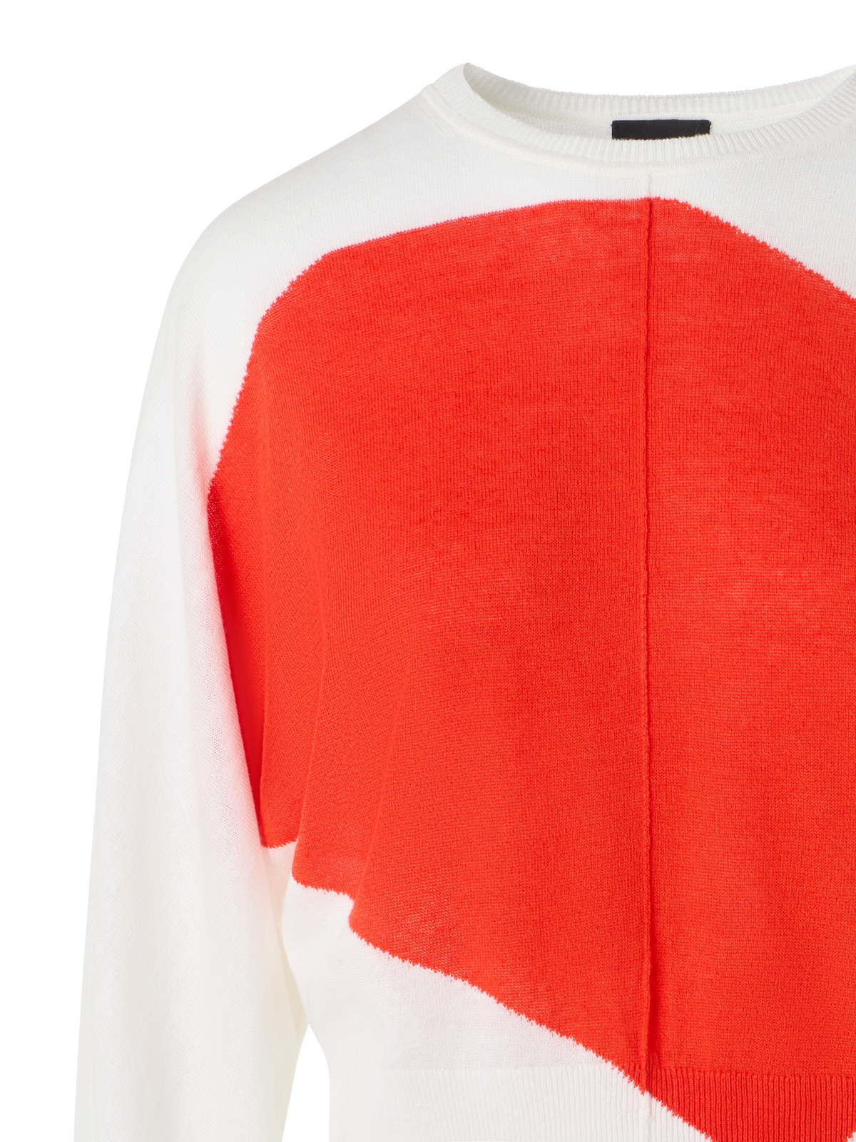 Designer Oversize-Pullover aus Leinen-Baumwolle mit Polygon-Intarsie - Bunt