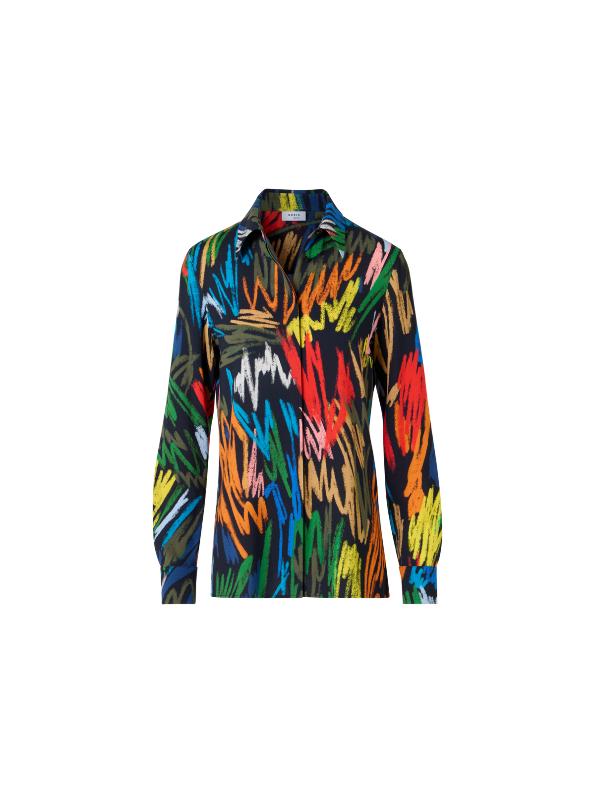 Designer Georgette-Bluse mit Scribble-Druck - Bunt