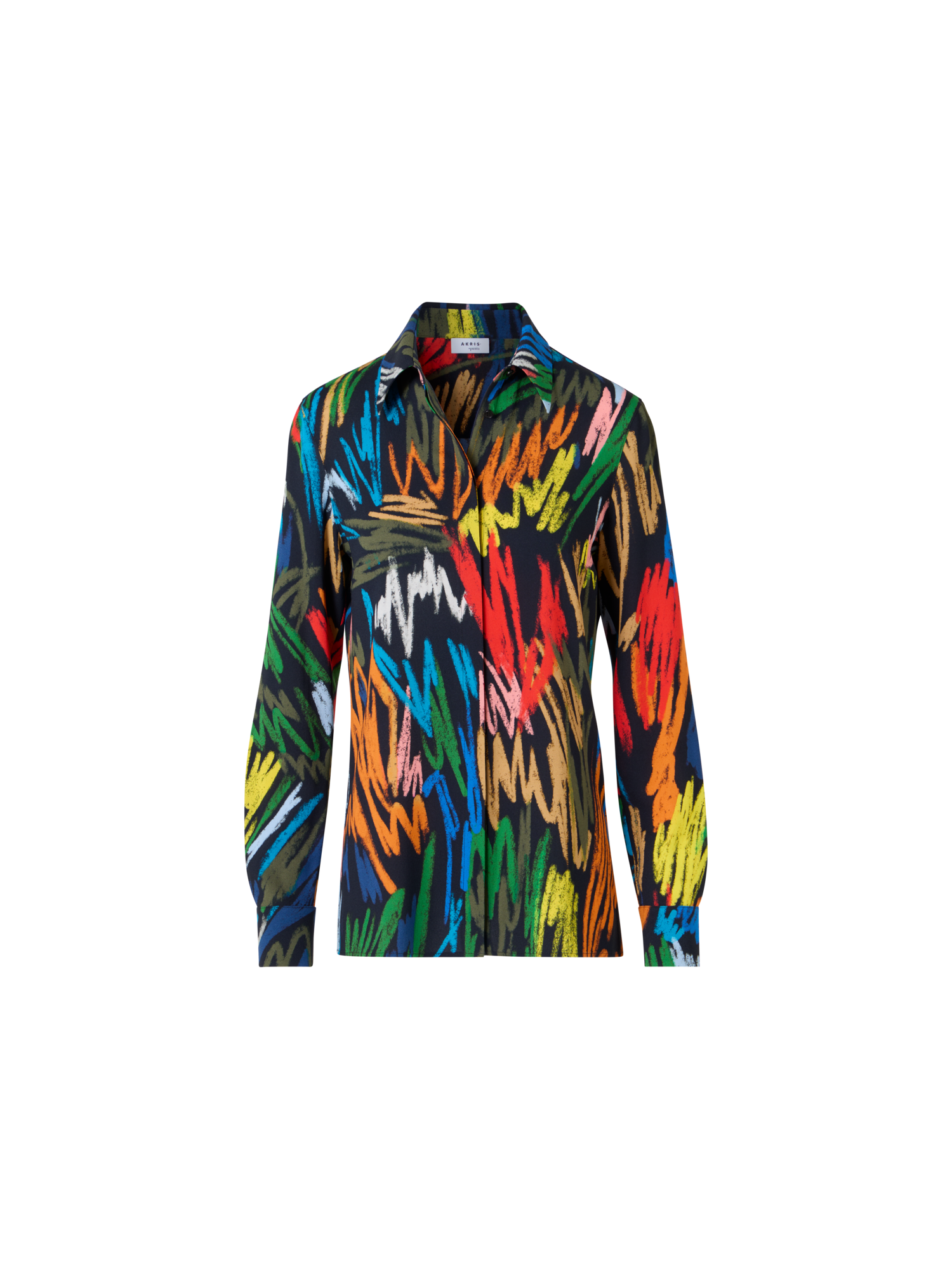 Designer Georgette-Bluse mit Scribble-Druck - Bunt