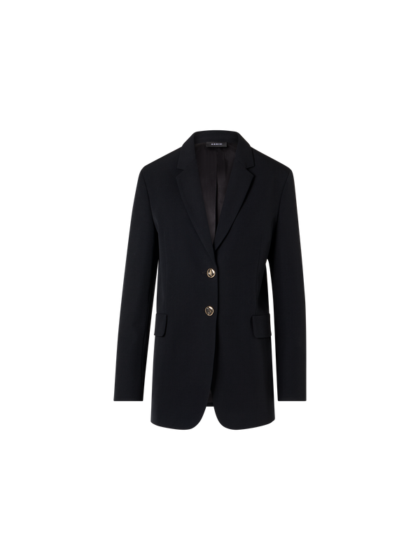 Designer Gerade Jacke aus Wollgabardine - Schwarz