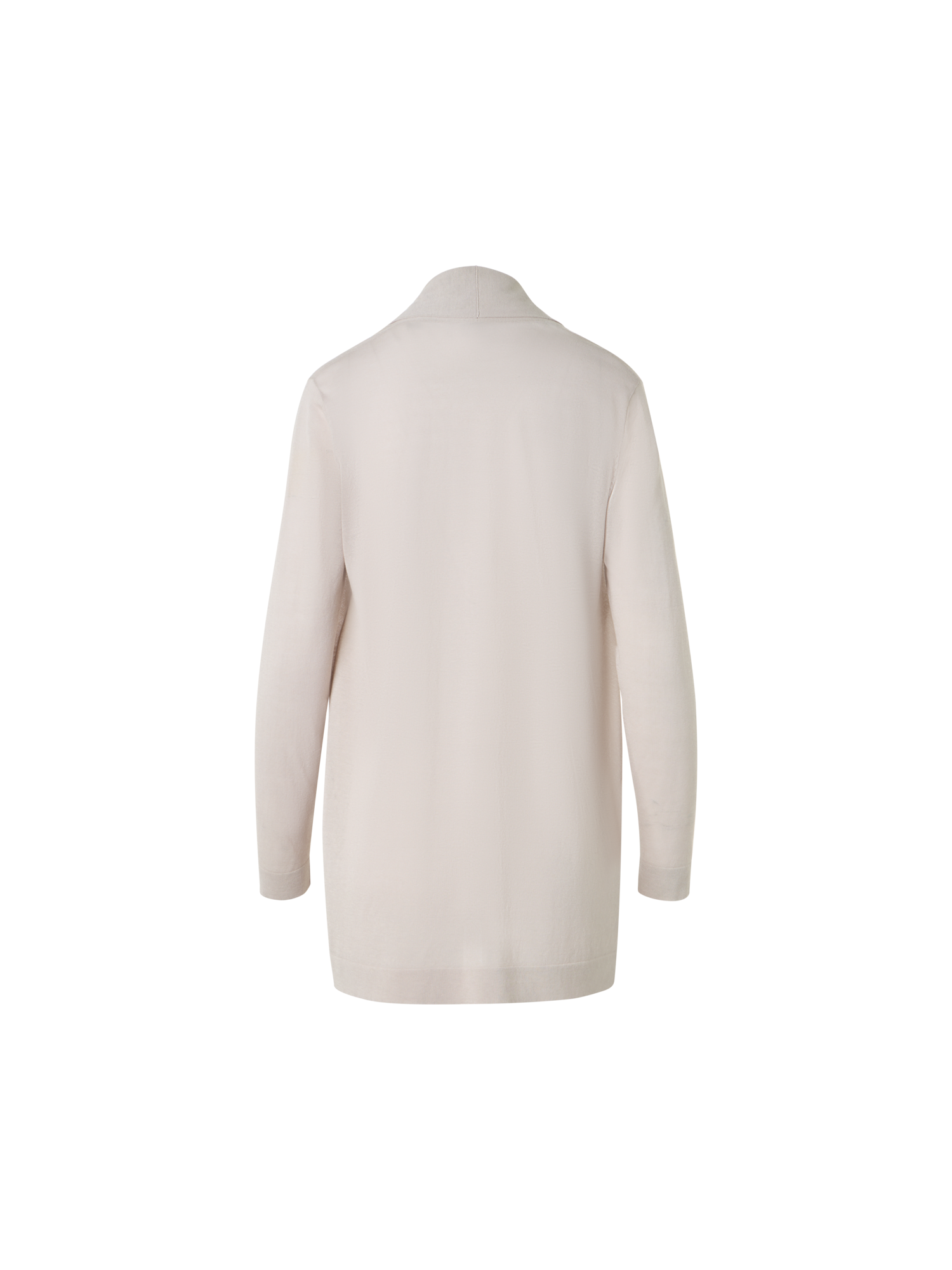 Designer Langer Cardigan aus Seidenbaumwolle mit Schalkragen - Beige