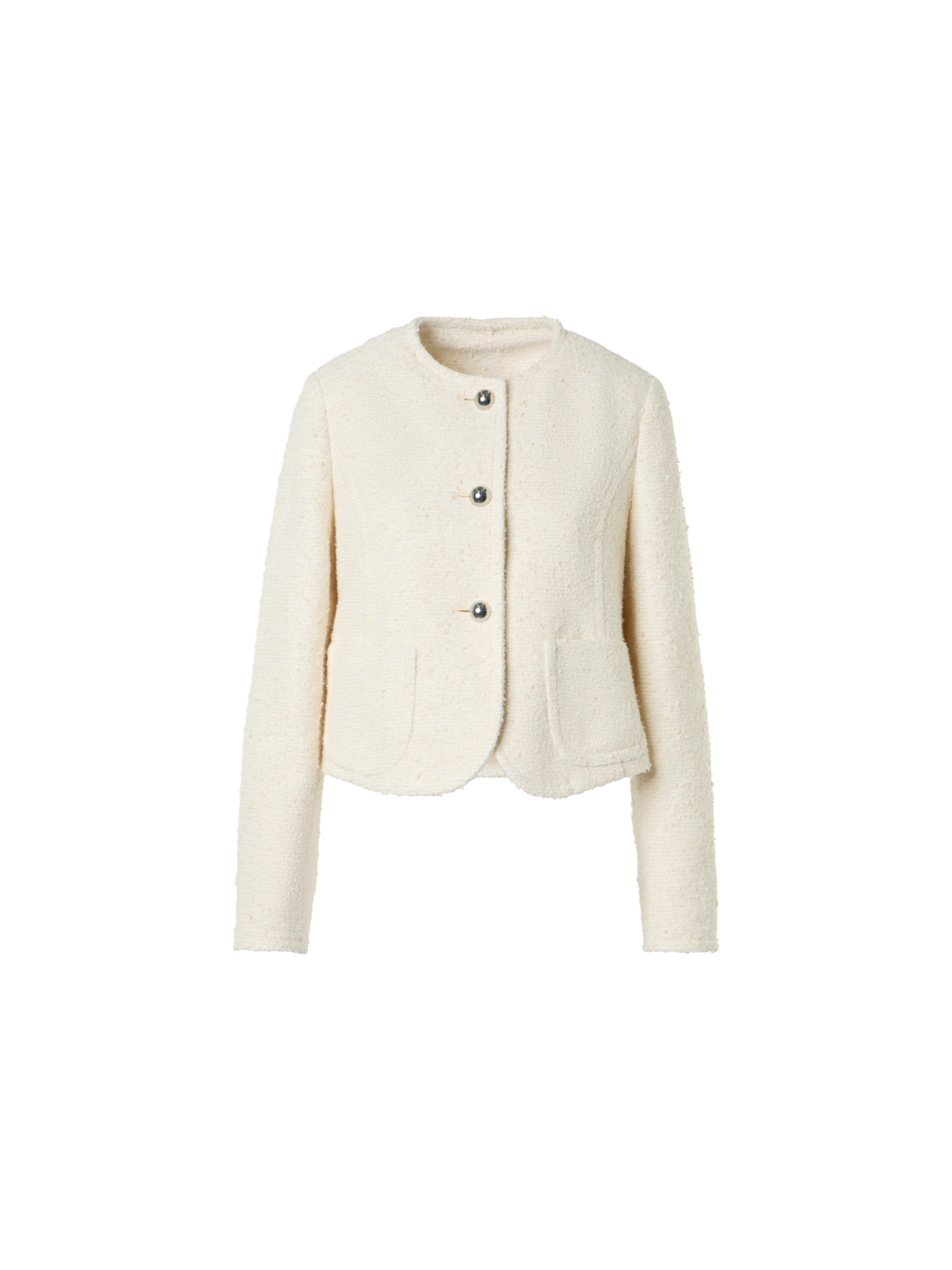 Designer Kastige Sommer-Jacke aus Bouclé-Baumwolle - Ecru