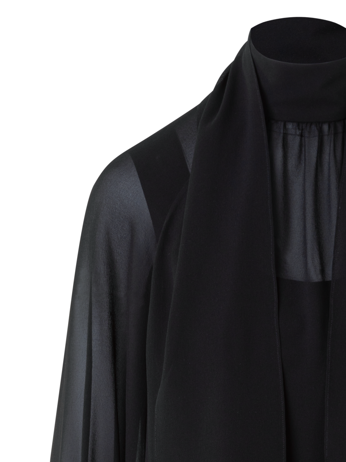 Designer Transparente Seidenbluse mit Federbesatz - Schwarz