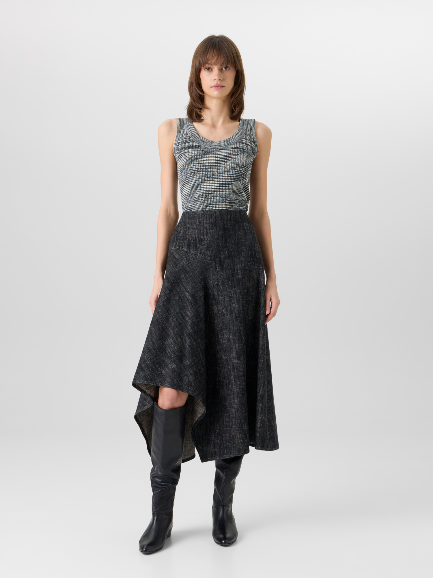 Designer Ärmelloses Stricktop aus Merinowolle - Grau 