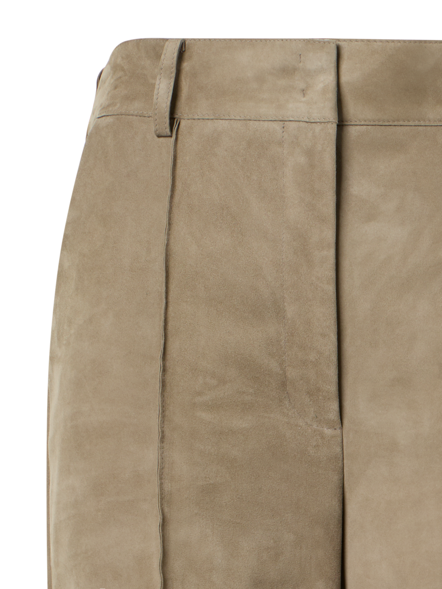 Designer Florine gerade Wide Leg Hose aus Wildleder - Beige