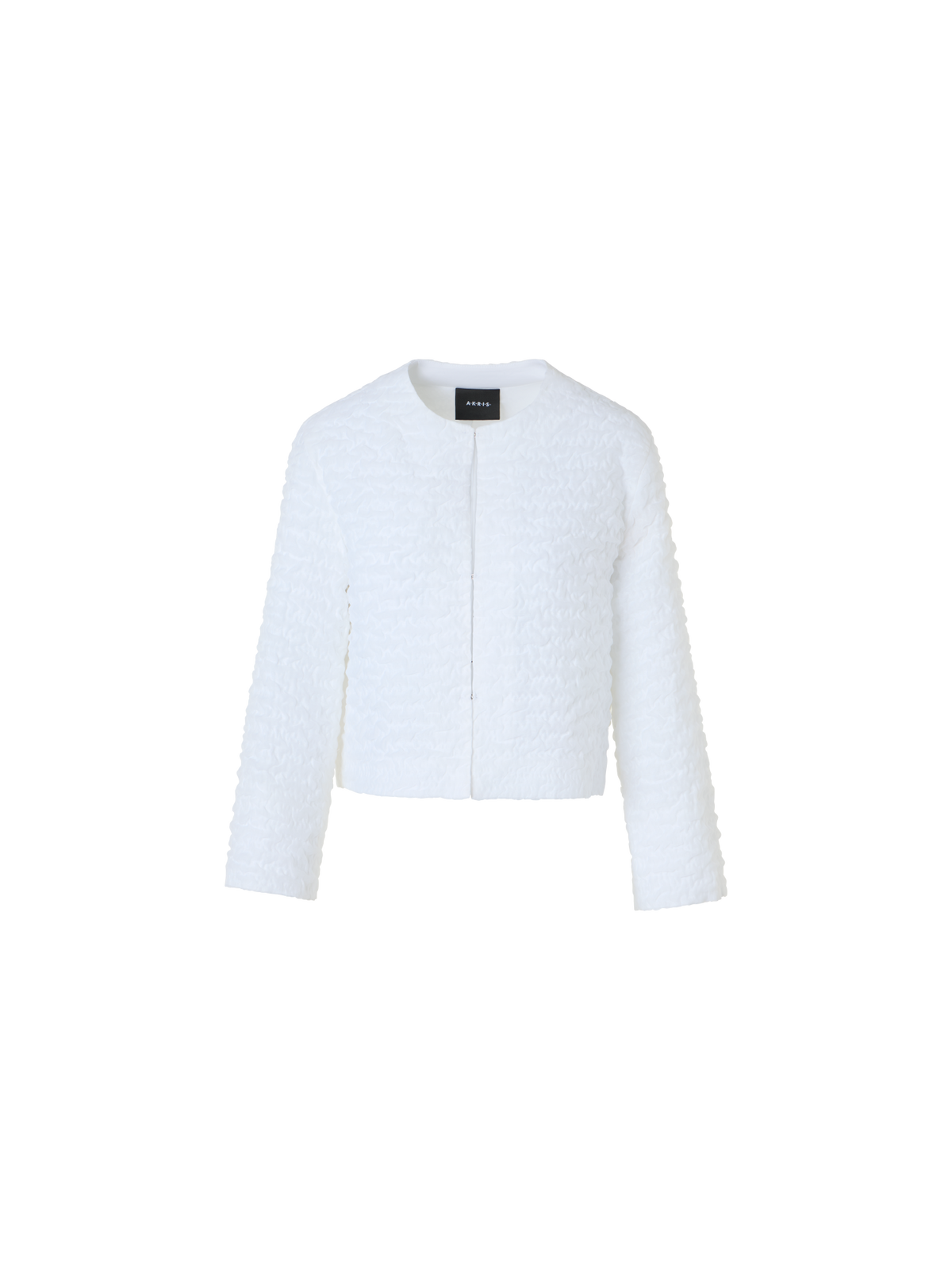 Designer Kurze Jacke aus 3D Bubble Organza - Ecru - Weiss