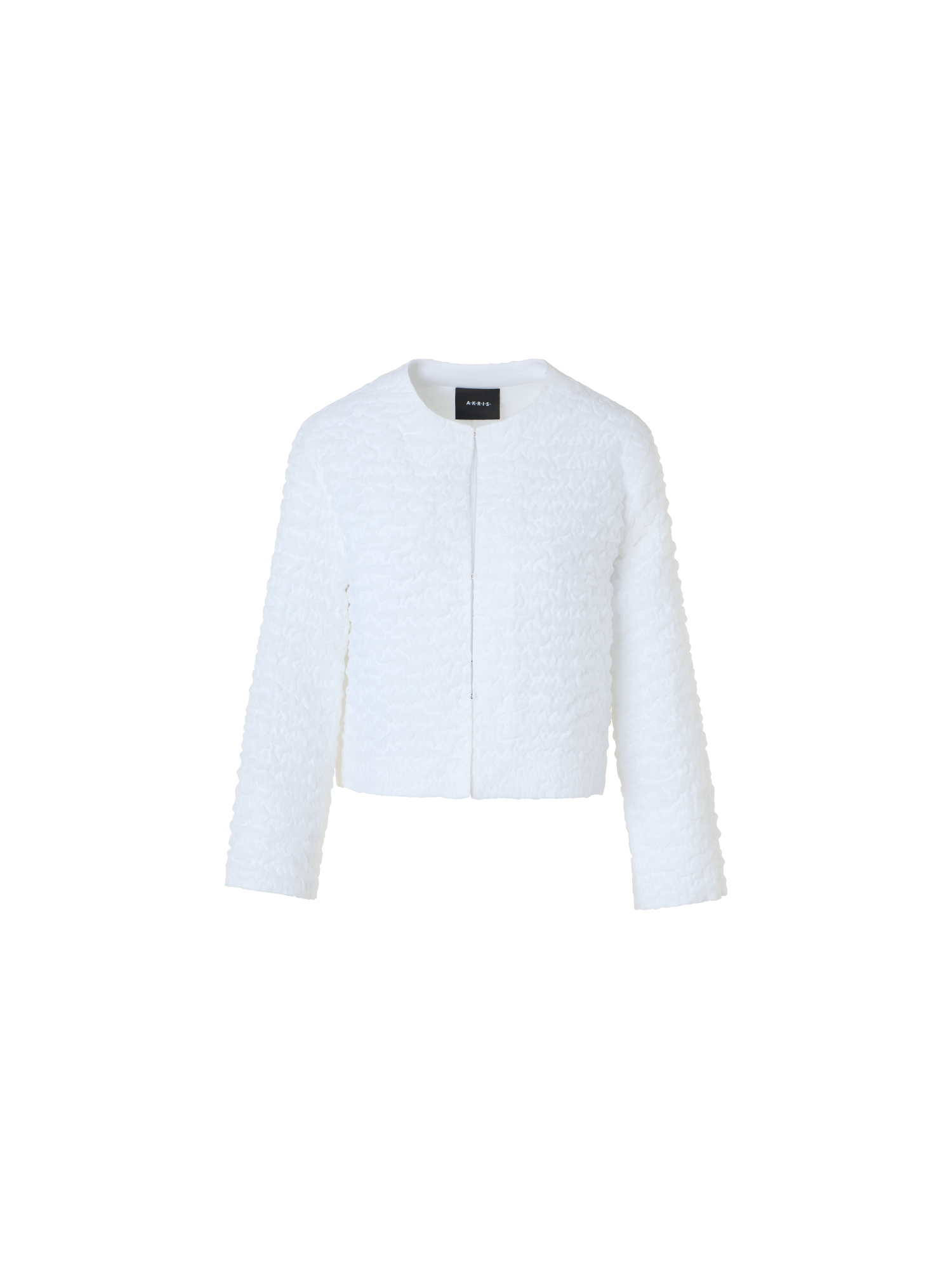 Designer Kurze Jacke aus 3D Bubble Organza - Ecru - Weiss