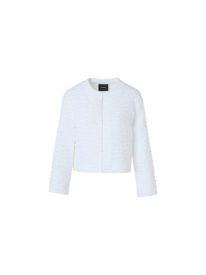 Designer Kurze Jacke aus 3D Bubble Organza - Ecru - Weiss