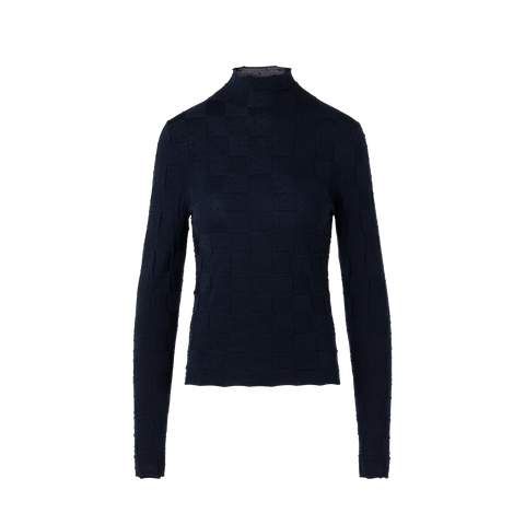 Taillierter Wollpullover mit 3D Dice Strick