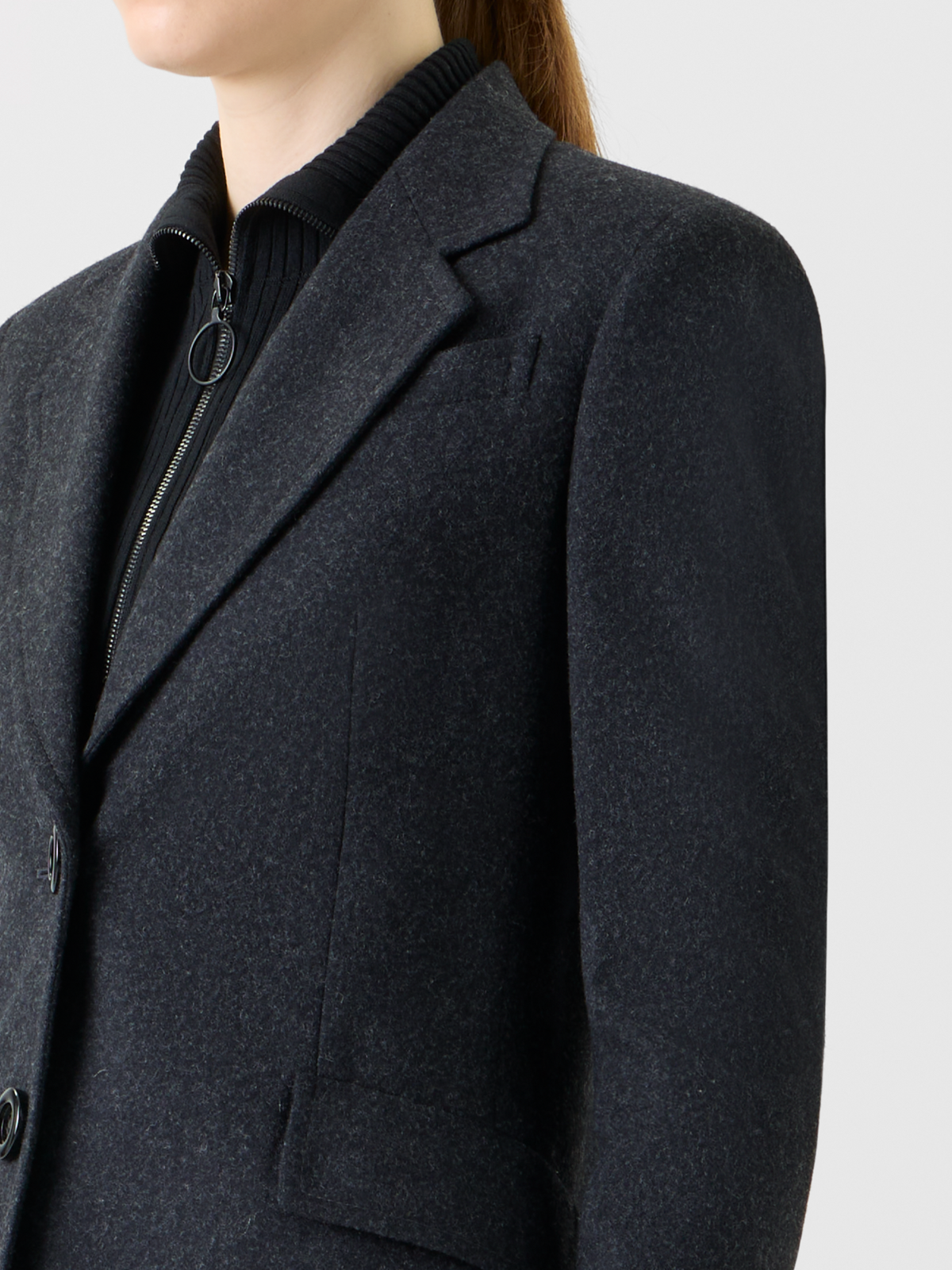 Designer Winterlicher Wollflanell Blazer - Grau #editorial