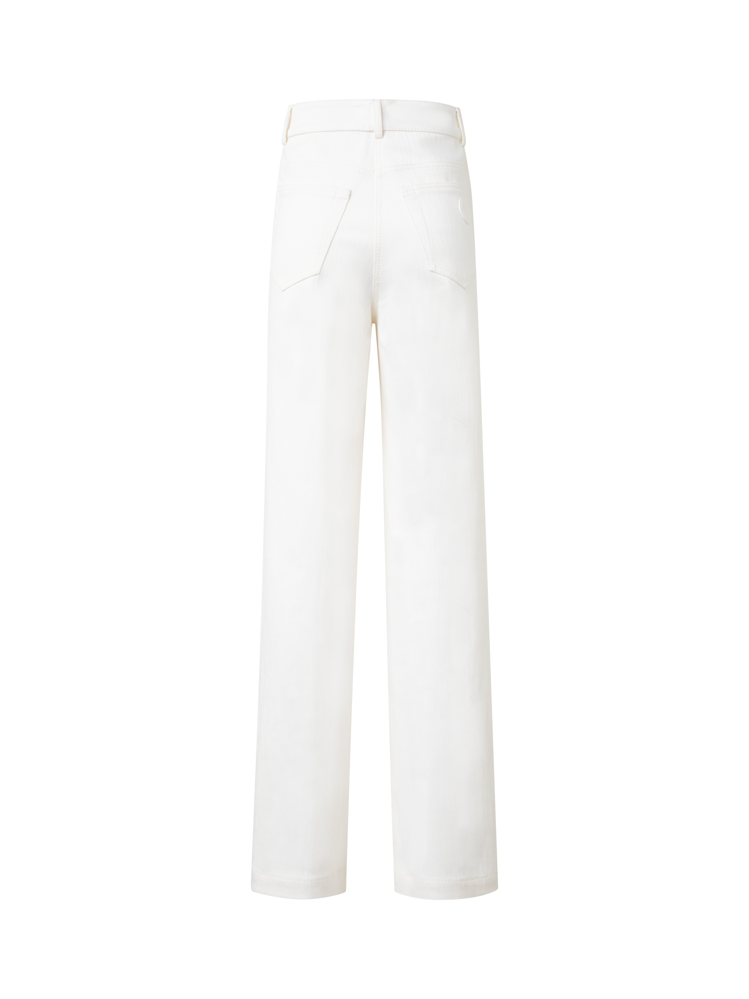 Designer Weite Hose aus Baumwoll-Denim-Stretch - Ecru - Weiss