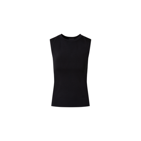 Ärmelloses Strick Oberteil in Seiden-Stretch