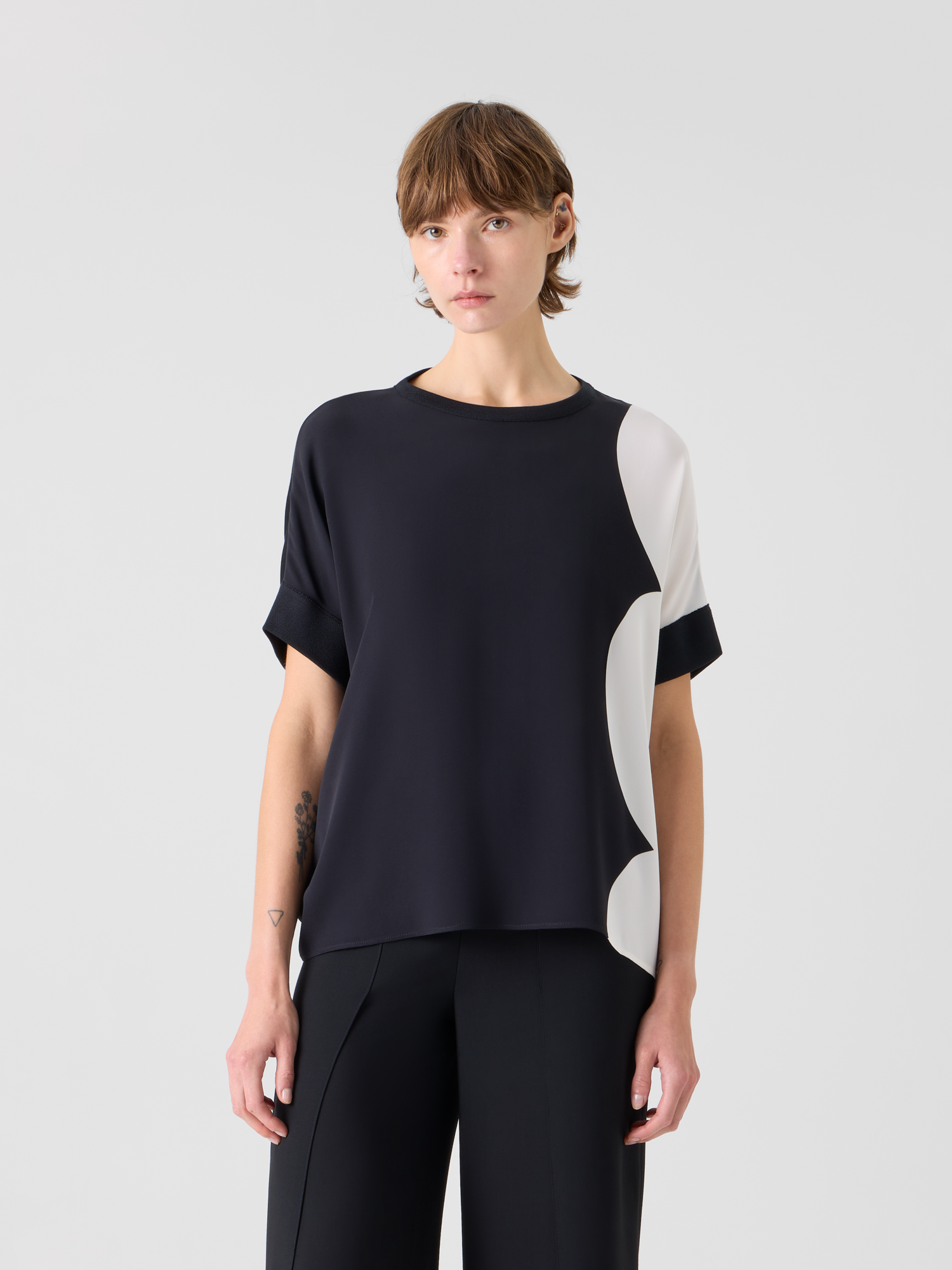 Designer Oversize-Pullover aus Seide mit Cloud-Druck - Bunt 