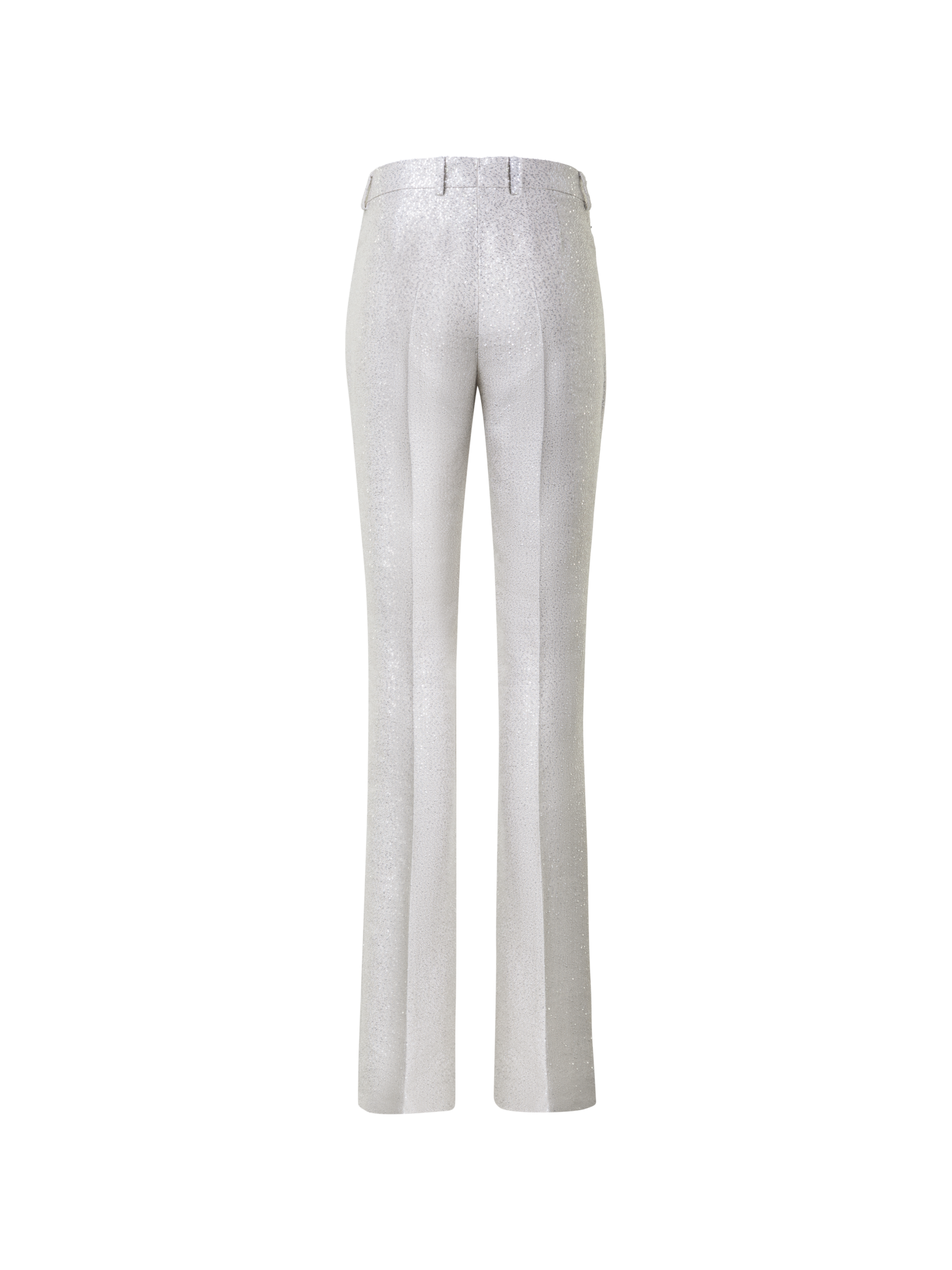 Designer Leicht Schlaghose aus Leinen mit Pailletten - Silber - Grau