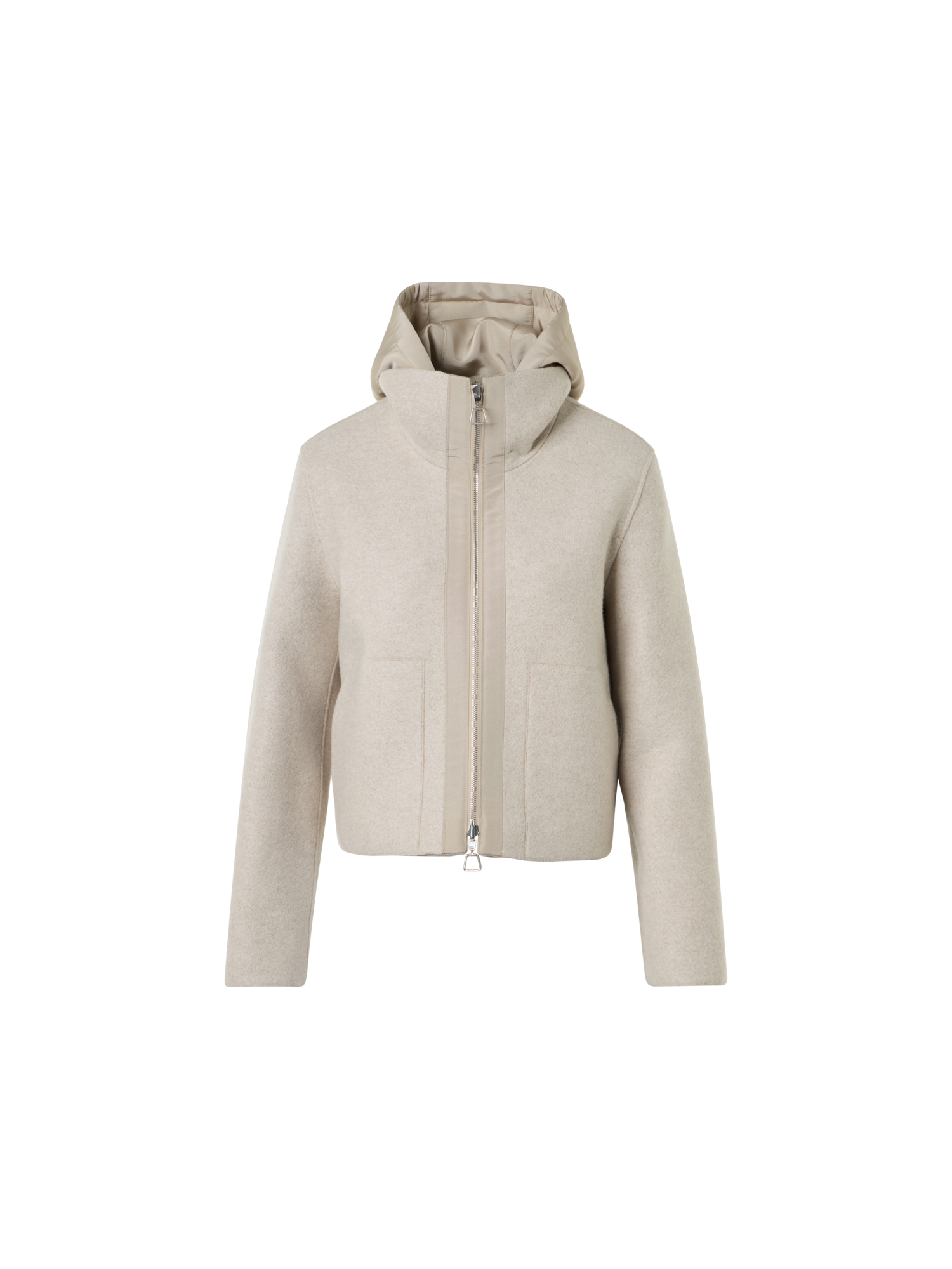 Designer Wendejacke aus Kaschmirjersey und Seide - Beige