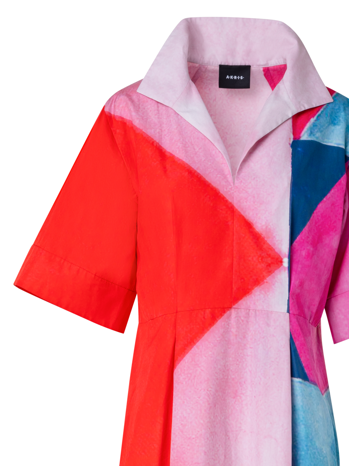 Designer Langes Hemdblusenkleid mit Spectra Druck - Bunt