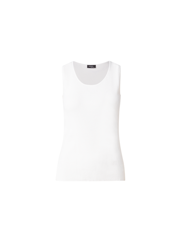 Designer Tank Top aus Leinen-Stretch-Strick - Ecru