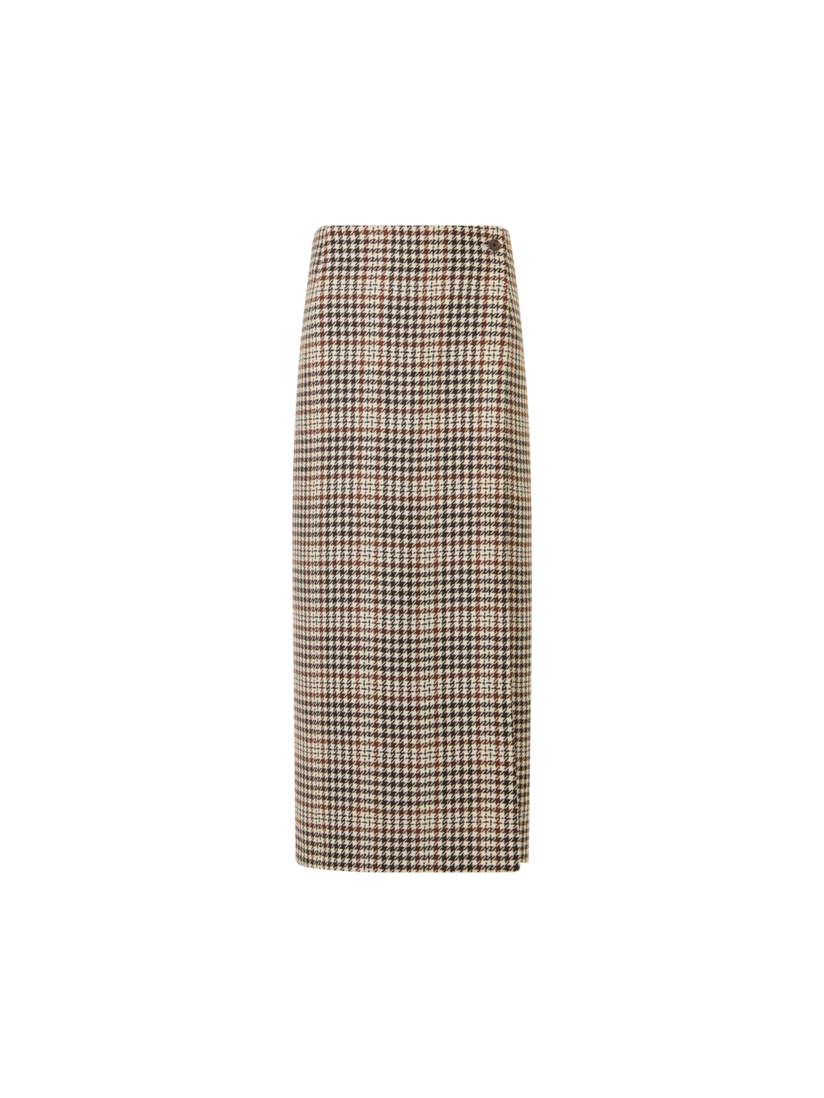 Designer Midi-Wickelrock aus kariertem Tweed - Braun - Ecru - Bunt