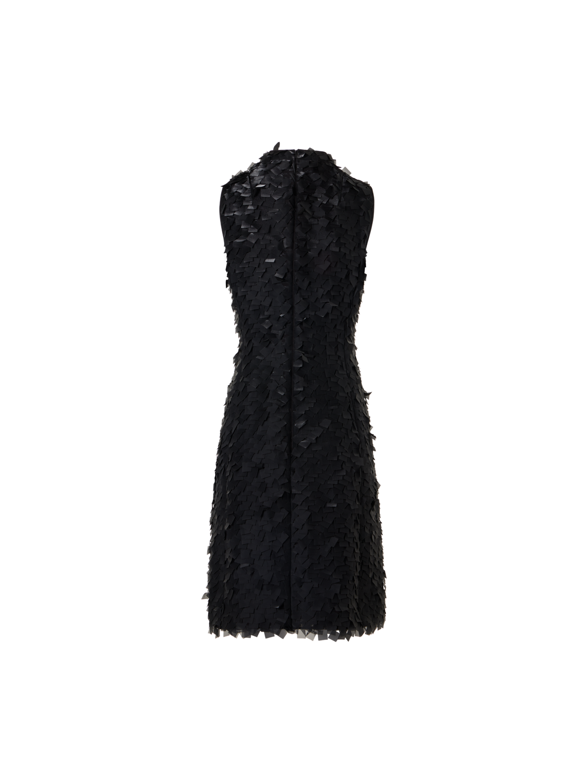Designer Ärmelloses Etuikleid in Layered Organza Tiles - Schwarz