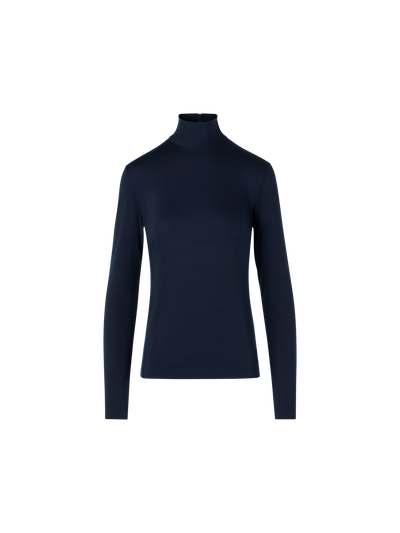 Designer Tailliertes Modal-Shirt mit Punto Dot Detail - Dunkelblau