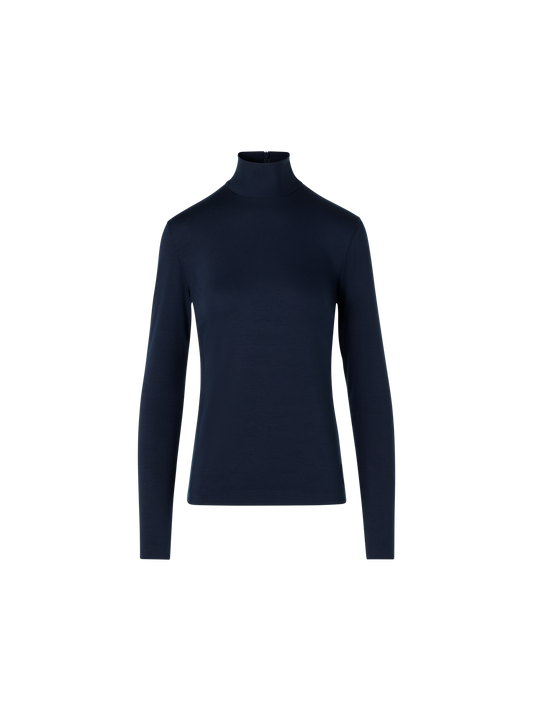 Designer Tailliertes Modal-Shirt mit Punto Dot Detail - Dunkelblau