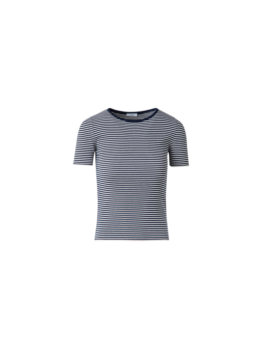 Designer Feines Strick-T-Shirt aus Virgin Wool - Dunkelblau - Blau - Bunt