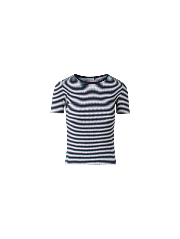 Designer Feines Strick-T-Shirt aus Virgin Wool - Dunkelblau - Blau - Bunt