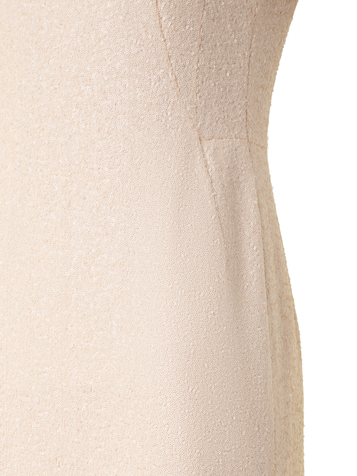 Designer Langes Pailletten-Abendkleid mit kurzen Ärmeln - Beige