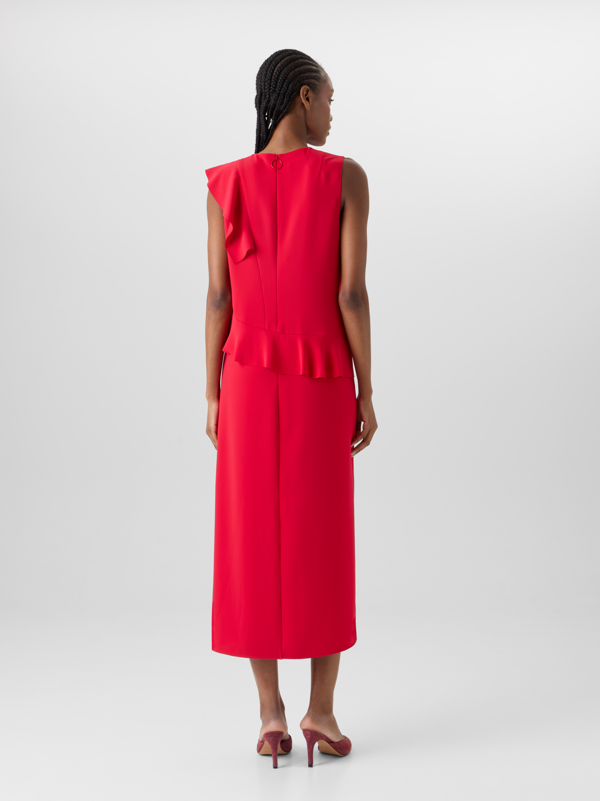 Designer Ärmelloses Tunikakleid aus Signature-Lasercut-Krepp - Rot #editorial
