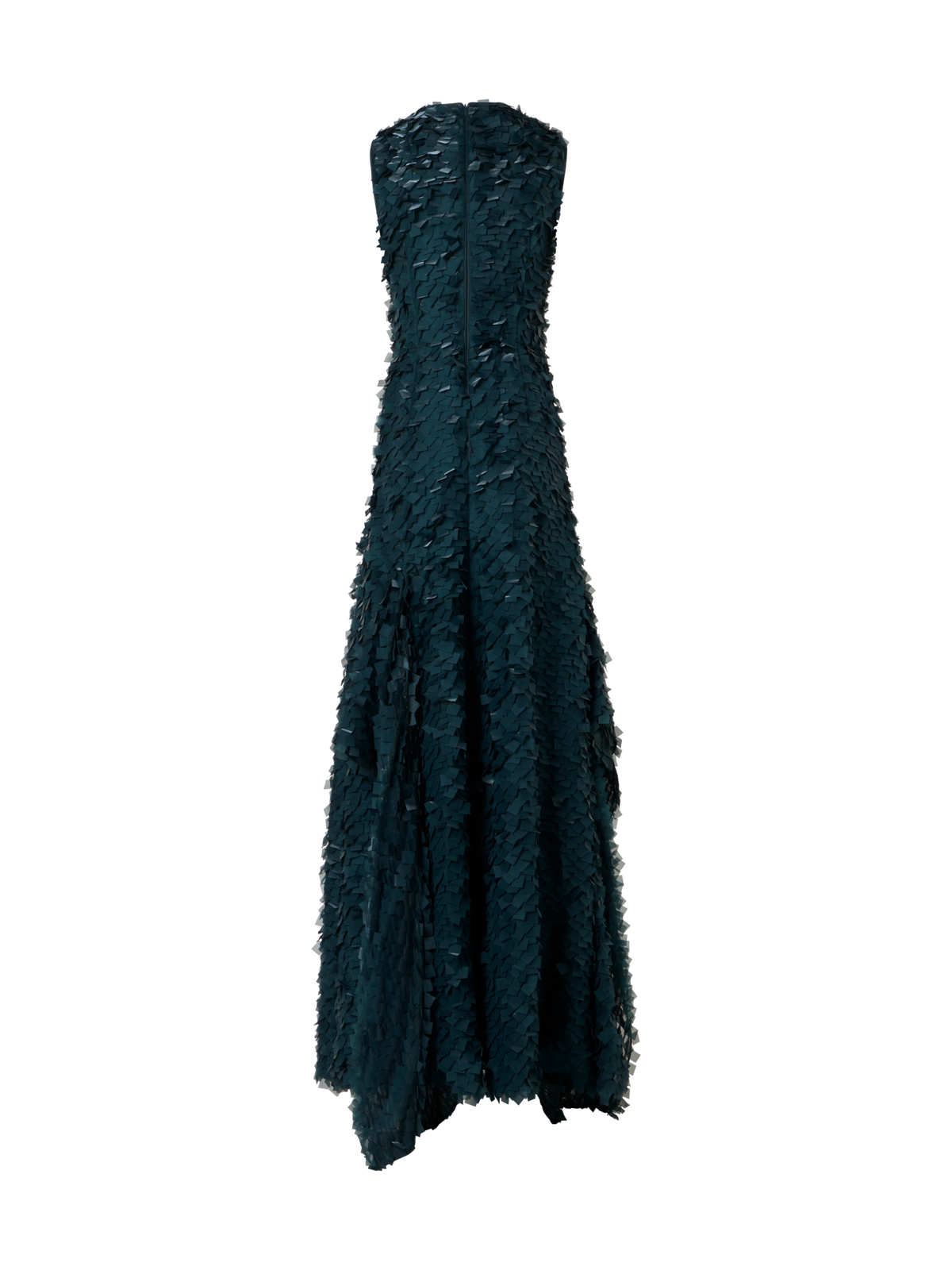 Designer Asymmetrische Robe in Layered Organza Tiles - Grün