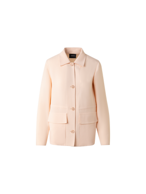 Designer Hemdjacke mit Kordelzug aus Woll-Doubleface - Rosa