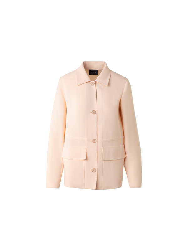 Designer Hemdjacke mit Kordelzug aus Woll-Doubleface - Rosa