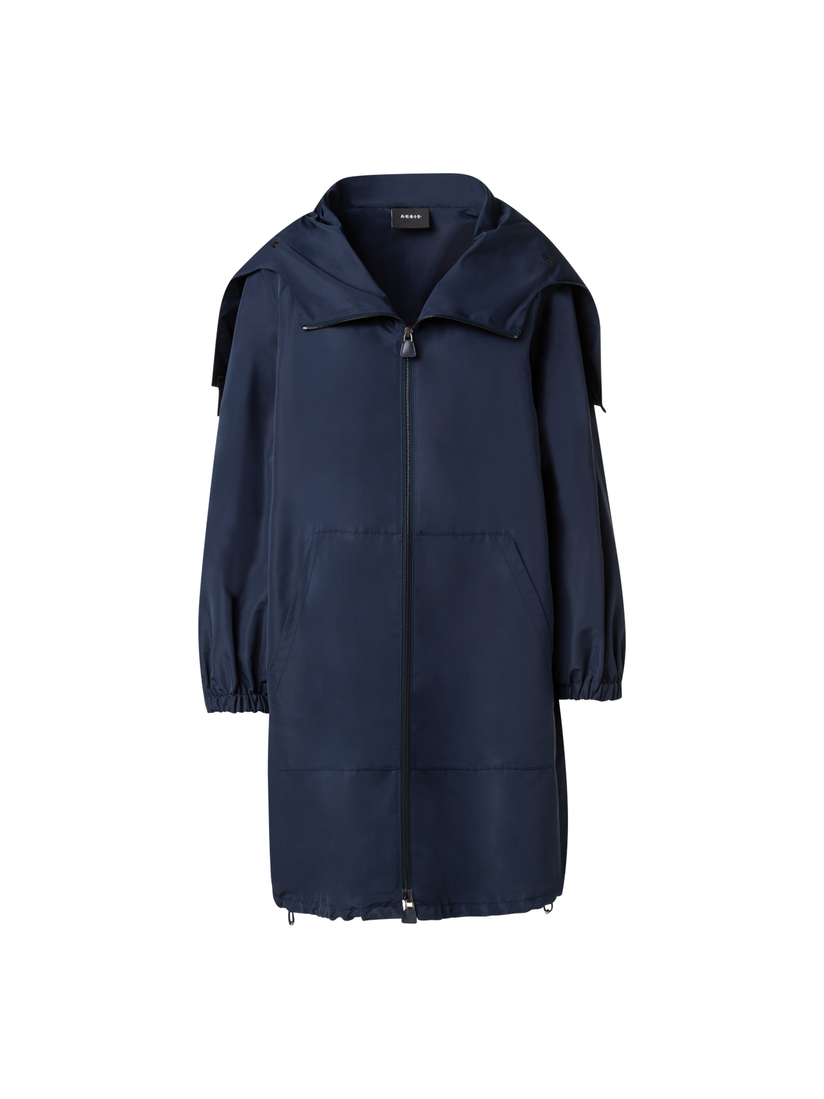 Designer Parka aus wasserabweisendem Seidentaft - Dunkelblau - Blau