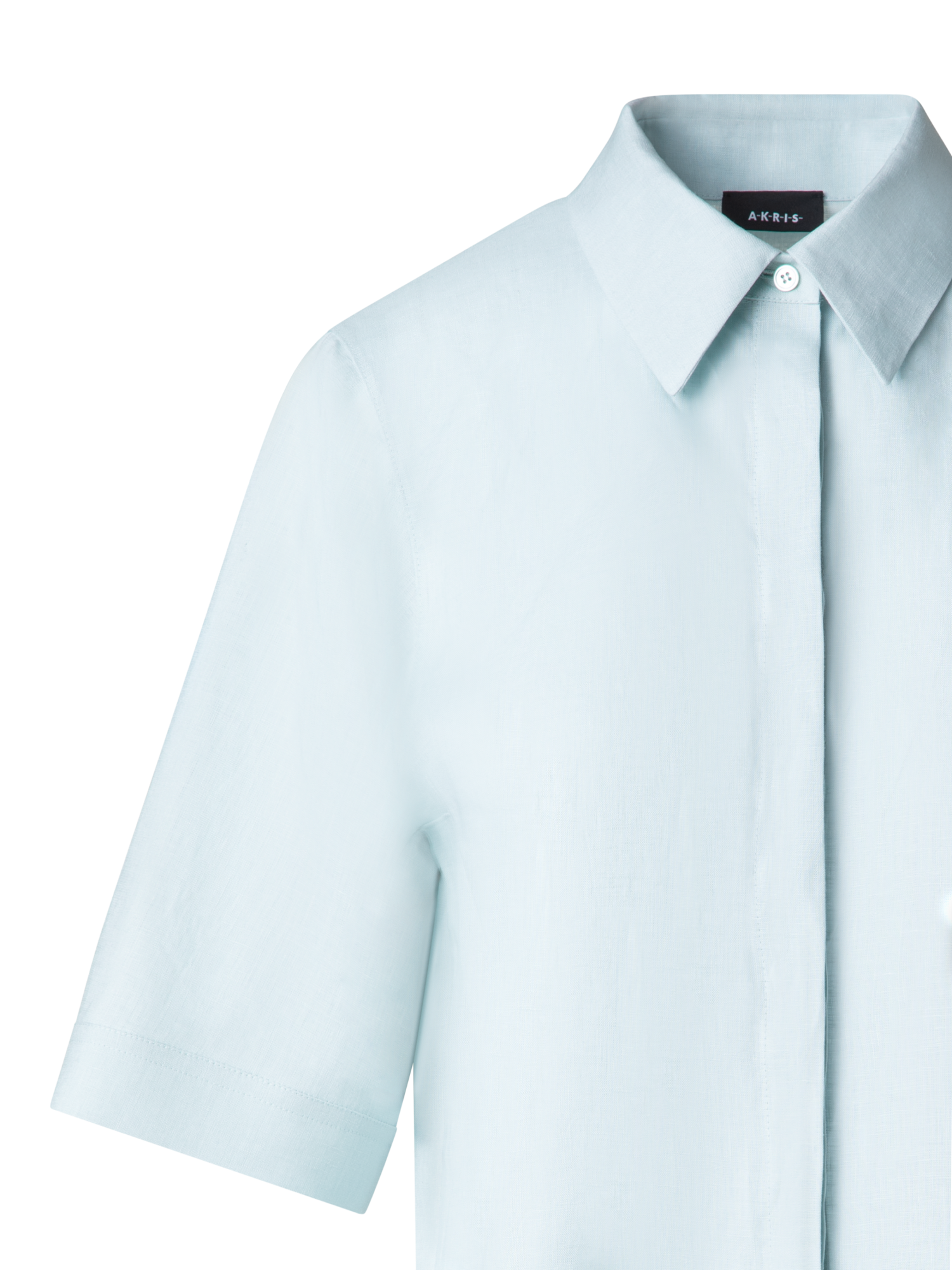 Designer Boxy-Hemdbluse aus Leinen - Blau
