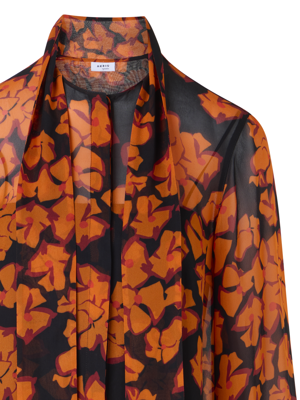 Designer Langärmelige Bluse mit Papercut Flower Print - Bunt