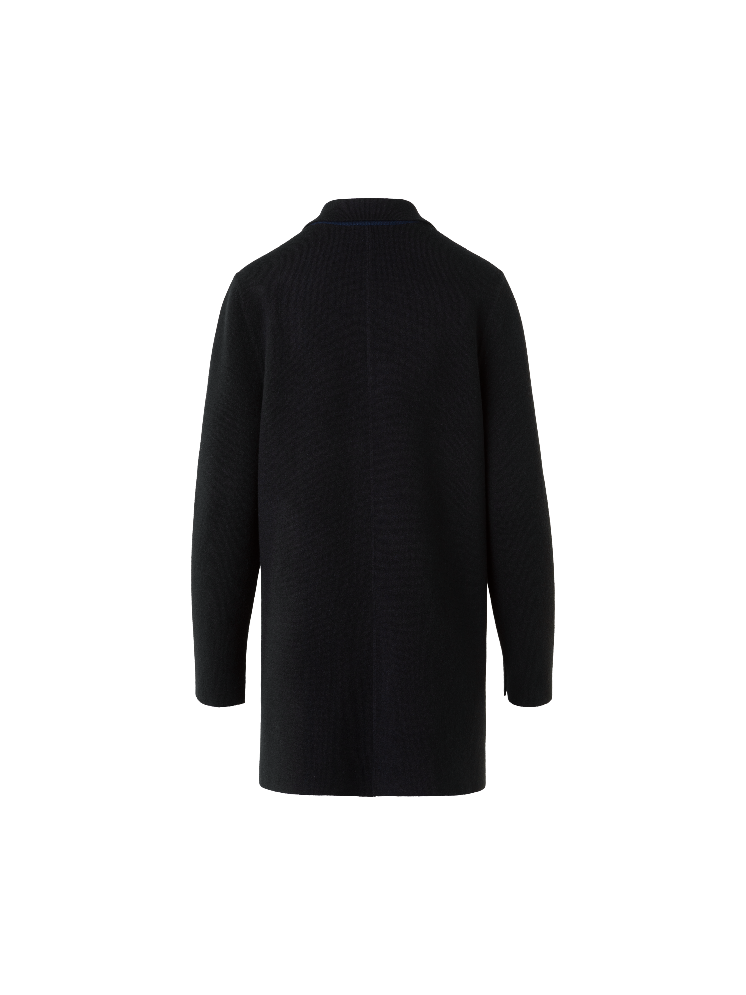 Designer Kaschmir Doubleface Kurz Strickmantel Bi-Color - Dunkelblau - Blau