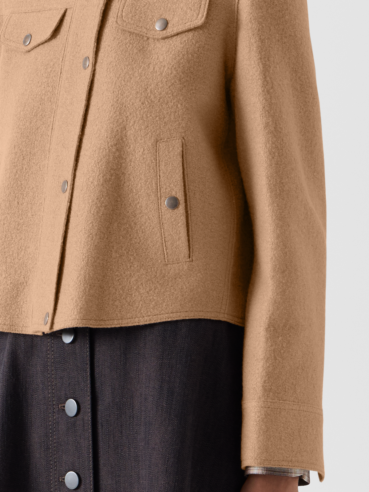 Designer Jacke im Denim-Stil aus Walkwolle - Braun 