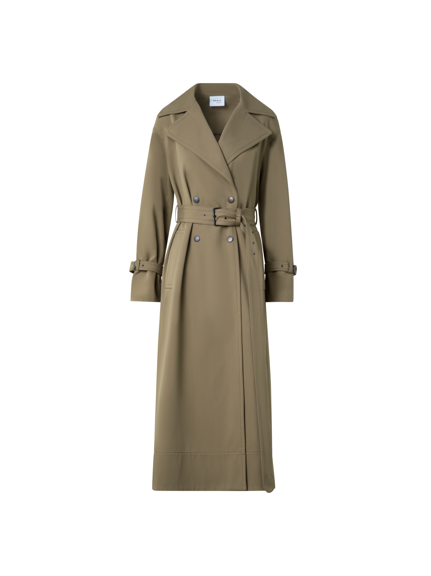 Designer Langer wasserabweisender Maxi-Trenchcoat - Grün