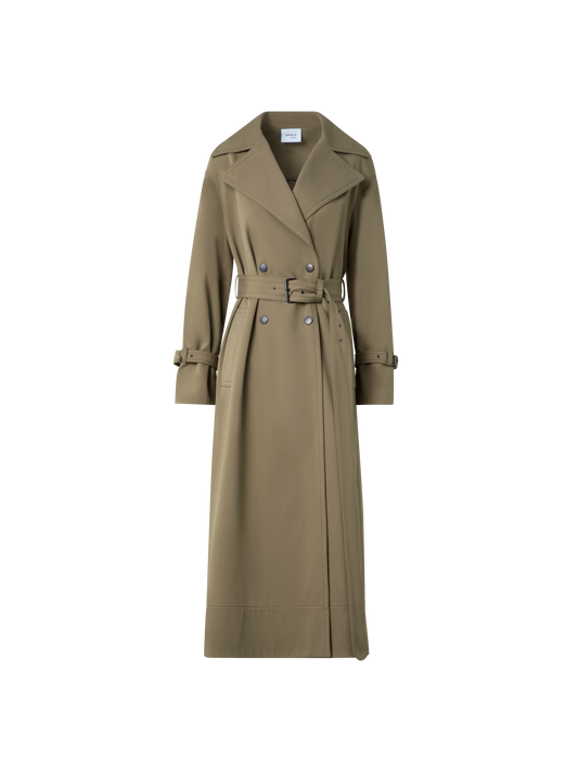 Designer Langer wasserabweisender Maxi-Trenchcoat - Grün