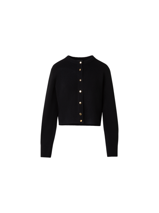 Designer Gerippte Kaschmir-Strickjacke - Schwarz