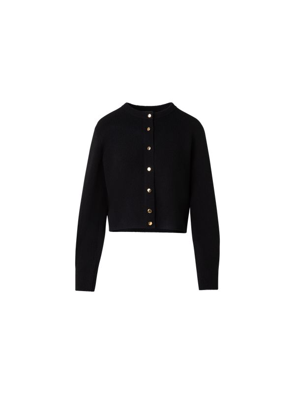 Designer Gerippte Kaschmir-Strickjacke - Schwarz