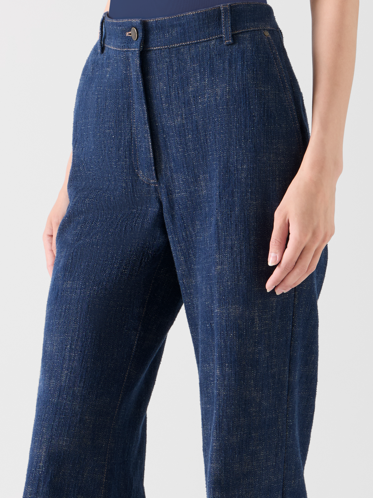 Designer Bootcut Hose aus Winter-Denim - Dunkelblau #editorial