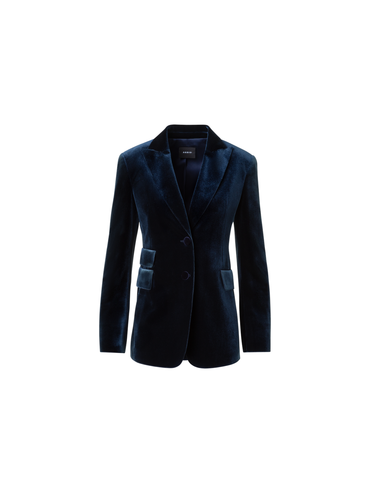 Designer Langer Stretch Techno Samt Blazer - Dunkelblau - Blau
