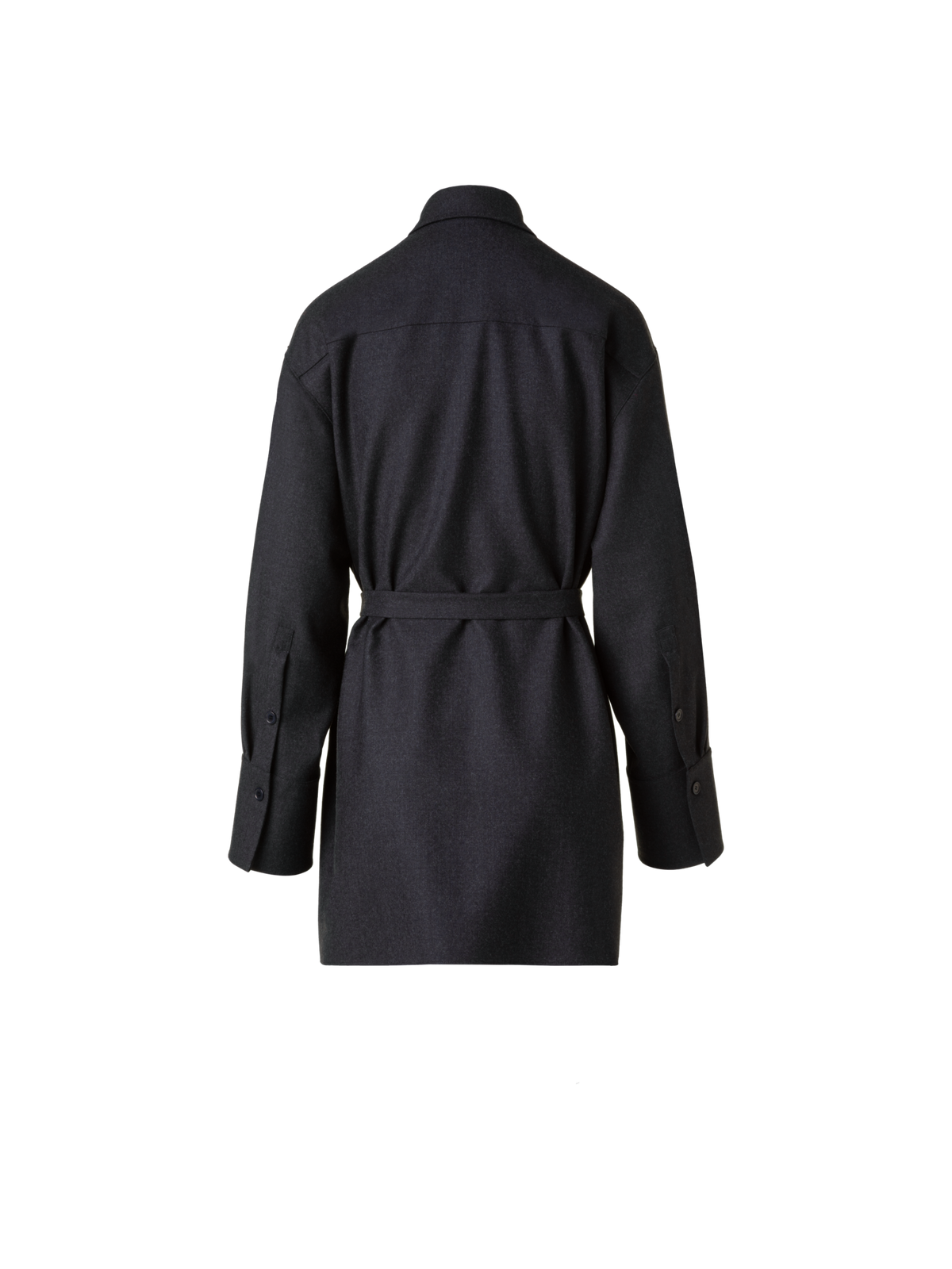 Designer Oversized Wollflanell Tunika-Bluse - Grau