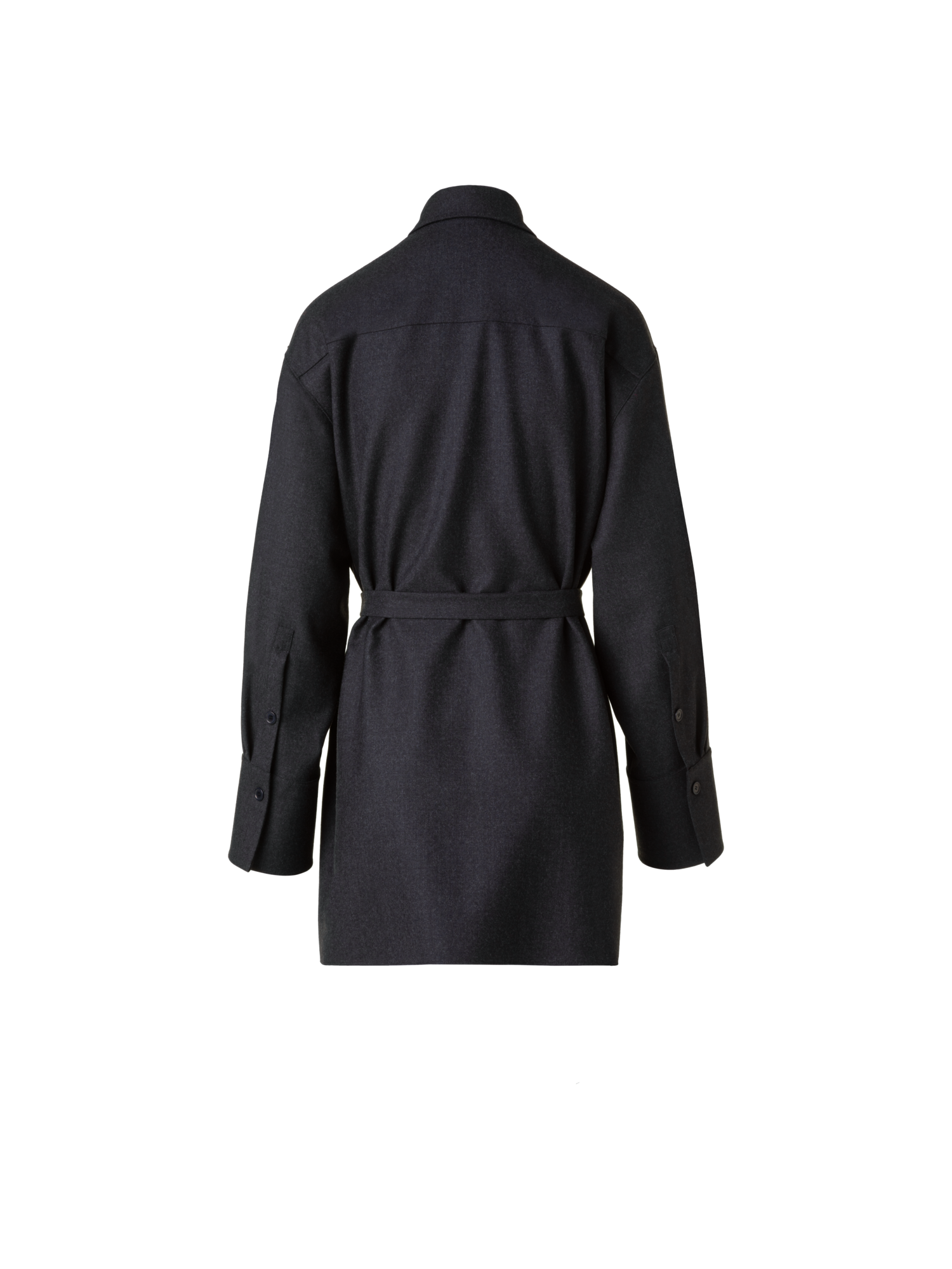 Designer Oversized Wollflanell Tunika-Bluse - Grau