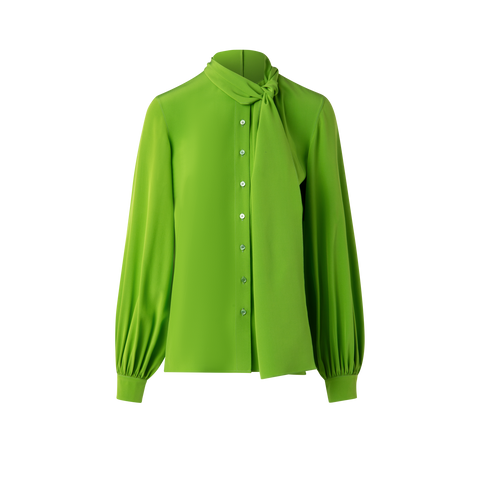 Silk Blouse with Fixed Bow