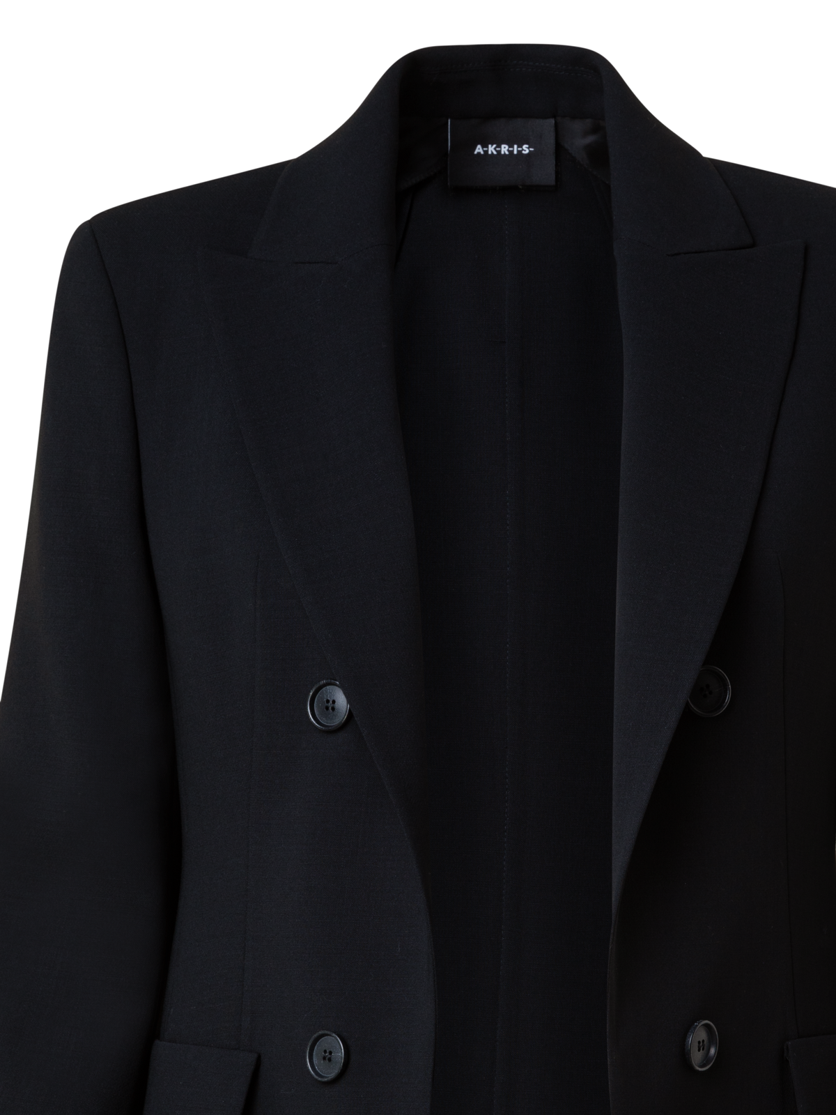 Designer Langer Blazer aus Woll-Doubleface - Schwarz