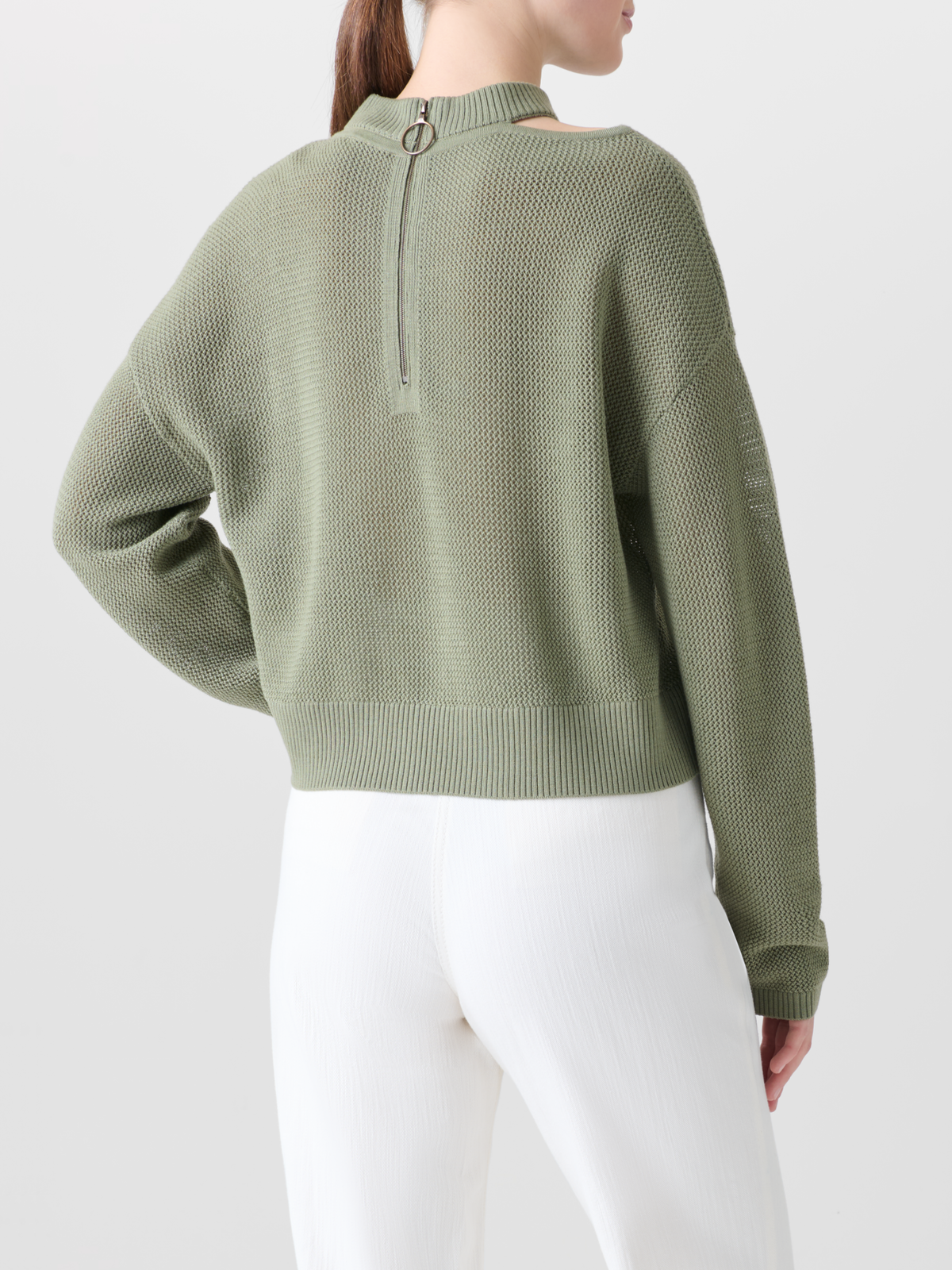 Designer Merino Pullover mit Schulterausschnitt - Grün #editorial