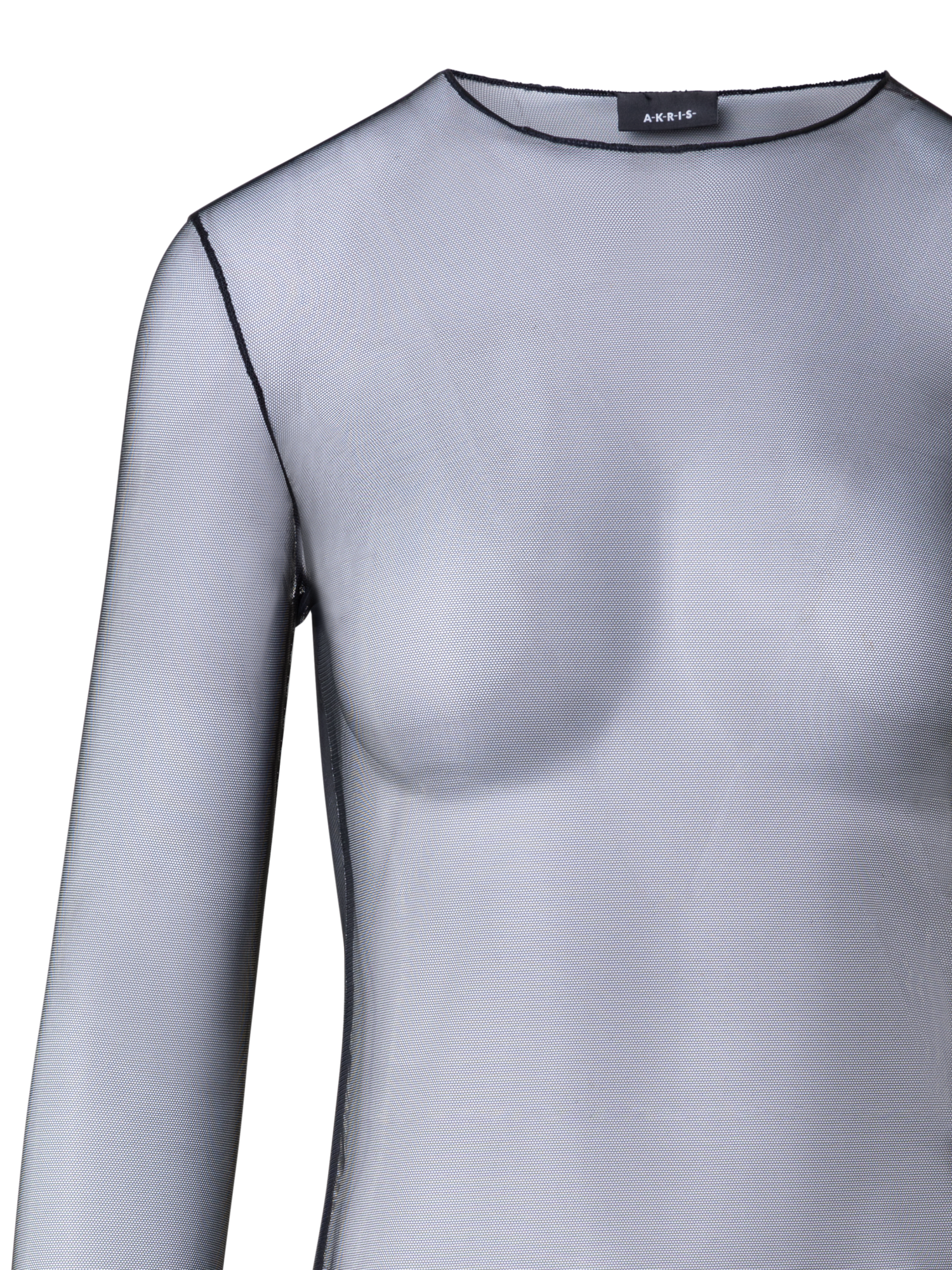 Designer Transparentes Shirt aus Tüll - Schwarz